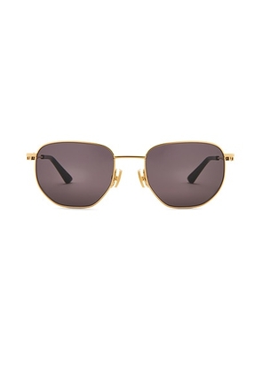 Bottega Veneta Split Sunglasses in Gold & Grey - Metallic Gold. Size all.