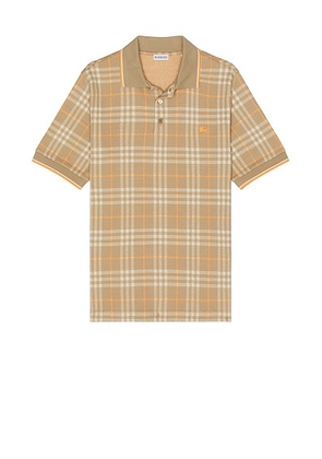 Burberry Check Slim Polo With EKD in Broom IP Check - Brown. Size M (also in L, S, XL/1X).