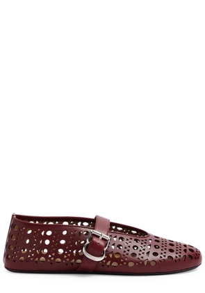 Alaïa Vienne Laser-cut Leather Ballet Flats - Burgundy - 37 (IT37 / UK4)