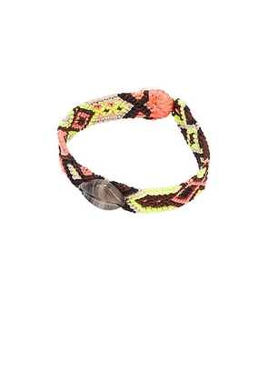 DEZSO BY SARA BELTRÁN Cowry Mexican Bracelet in Red Tiger Eye & Tulum Black & White - Lemon. Size all.