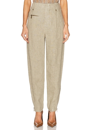 Burberry Straight Leg Trouser in Khaki & Milk - Sage. Size 0 (also in ).