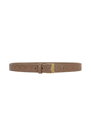 Bottega Veneta Intrecciato Belt in Pinecone & Muse Brass - Brown. Size 75 (also in 65, 70, 85).