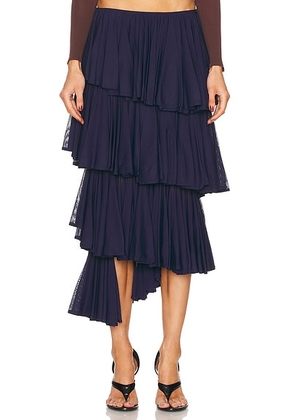 ALAÏA Ruffle Skirt in Minuit - Blue. Size 34 (also in ).