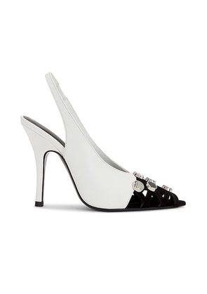 THE ATTICO Fiona 105mm Slingback in White & Black - Black. Size 36 (also in 37, 39, 40, 41).