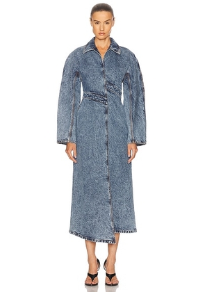 ALAÏA Spiral Trench Coat in Bleu Neige - Blue. Size 38 (also in 34, 36, 40, 42).
