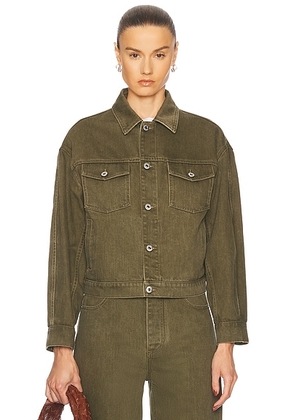 Bottega Veneta Denim Jacket in Caper Stone Washed - Olive. Size 40 (also in ).