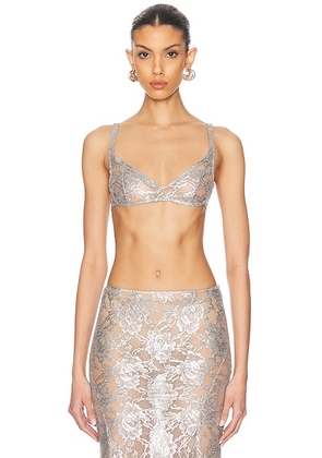 THE ATTICO Bra Top in Silver - Metallic Silver. Size 44 (also in 36, 38).