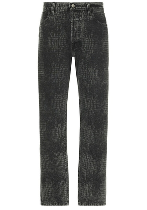 Aries Lasered Croc Lilly Jeans in Black - Black. Size 32 (also in 30).