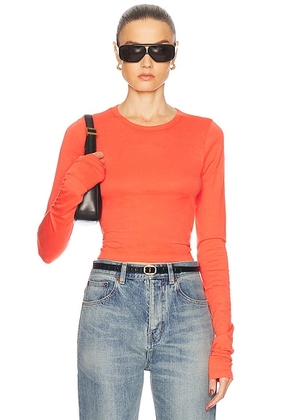 Eterne Long Sleeve Baby Tee in Poppy - Red. Size M (also in L, S, XL, XS).