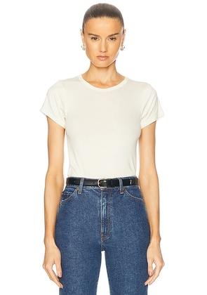 Eterne Fitted Crewneck Short Sleeve T-Shirt in Cream - Cream. Size L (also in XL, XS).