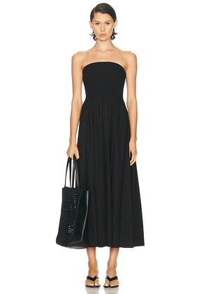 Enza Costa Cotton Resort Strapless Dress in Black - Black. Size L (also in M, S, XS).