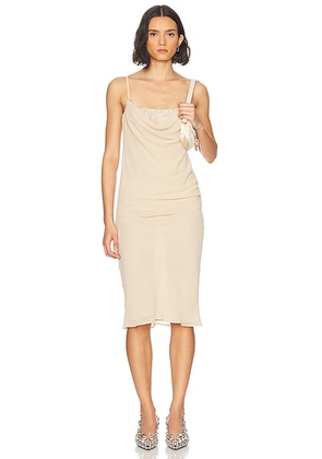 THE ATTICO Sleeveless Midi Dress in Pale Pink - Nude. Size 36 (also in 38, 40, 42, 44).