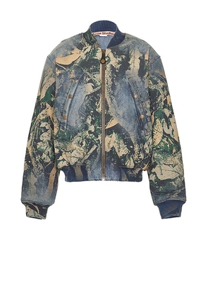 Acne Studios Denim Mossy Oak Jacket in Brown - Blue. Size 48 (also in 46, 52).