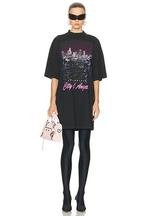 Balenciaga City Of Angels T-shirt Dress in Faded Washed Black - Black. Size 2 (also in 1).