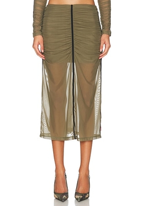 Diesel High Waisted Midi Skirt in Green - Green. Size M (also in L).