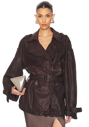 Acne Studios Lolu Leather Jacket in Dark Brown - Brown. Size 36 (also in 34, 38).