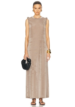 AMI Paris Short Sleeve Long Dress in Ash - Beige. Size XS (also in L, S).