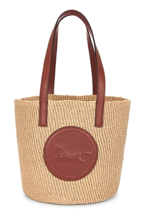 Chloe Horse Medal Large Basket Bag in Sepia Brown - Neutral. Size all.