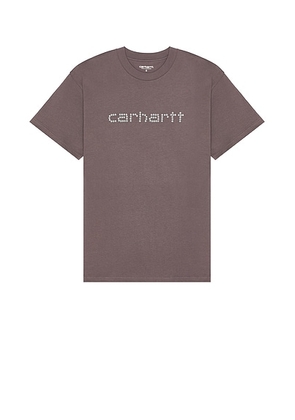 Carhartt WIP S/S Rivet Script T-Shirt in Manta - Grey. Size L (also in ).