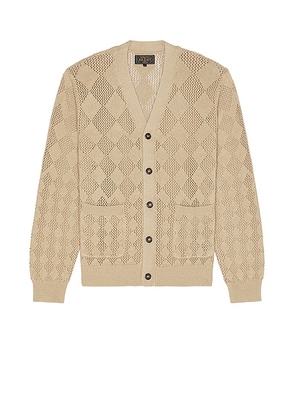 Beams Plus Cardigan Diamond Mesh in Beige - Brown. Size XL (also in ).