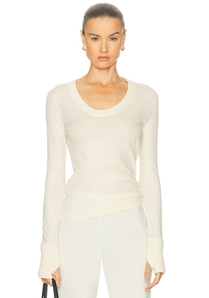 Enza Costa Cashmere Easy Cuffed U Neck Top in Natural - Neutral. Size M (also in L).