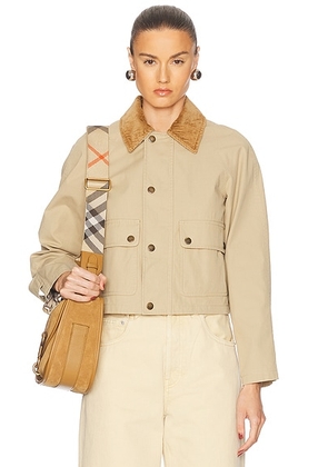 Burberry Field Jacket in Beige - Beige. Size 0 (also in 2, 4).