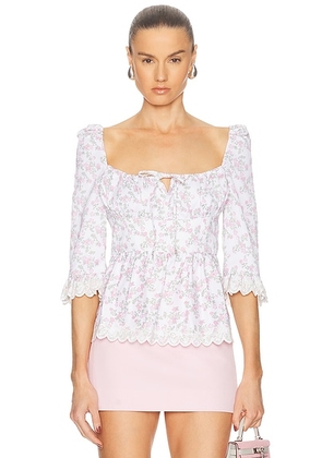 Coperni Open Neck Princess Top in Print Flowers White - White. Size 34 (also in 36, 38, 40).