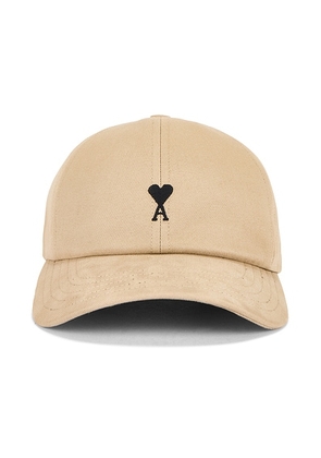 AMI Paris Cap in White Coffee - Cream. Size all.