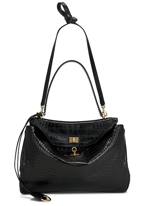 Balenciaga Rodeo Embossed Croc Medium Top Handle Bag in Black - Black. Size all.