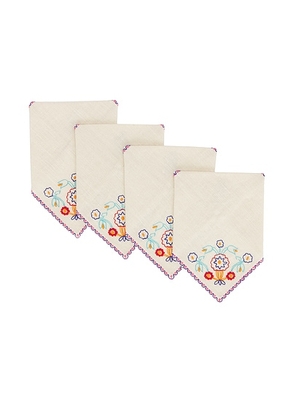 BODE Garden Party Cocktail Napkins in Ecru Multi - Cream. Size all.