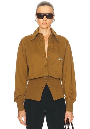 THE ATTICO Light Button Down Top in Military Green - Brown. Size 44 (also in ).