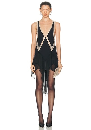 THE ATTICO Embroidered Mini Dress in Black - Black. Size 44 (also in 36, 42).