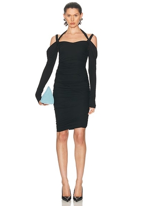 THE ATTICO Long Sleeve Midi Dress in Black - Black. Size 38 (also in 36, 42, 44).