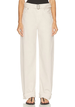 AGOLDE Cuffed Taper Jeans in Brown Rice - Ivory. Size 23 (also in 24, 25, 26, 27, 28, 29, 30, 31, 32, 33, 34).