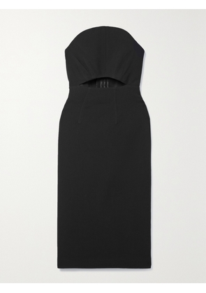 ROLAND MOURET - Strapless Cutout Wool-crepe Midi Dress - Black - UK 4,UK 6,UK 8,UK 10,UK 12,UK 14,UK 16