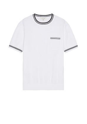 Club Monaco Open Stitch Tipped Knitted Shirt in Blanc De Blanc - White. Size XL/1X (also in M, S).