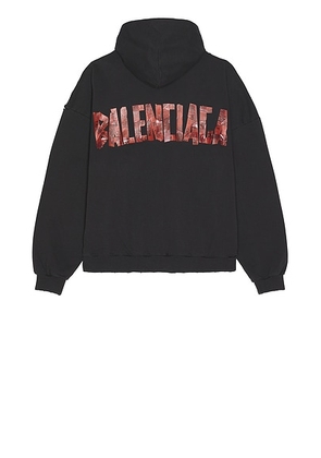 Balenciaga Large Zip-Up Hoodie in Faded Washed Black & Red - Black. Size 1 (also in ).