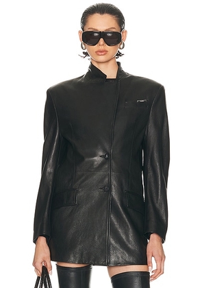 THE ATTICO Leather Jacket in Black - Black. Size 38 (also in 40, 42).