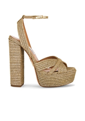 Aquazzura Sundance Plateau 140 Sandal in Platino - Metallic Neutral. Size 36 (also in 36.5, 37, 38, 39.5, 40, 41).