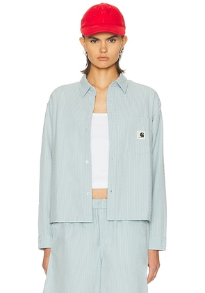 Carhartt WIP Toland Shirt in Stripes & Blue Fog - Blue. Size L (also in M, S, XS).