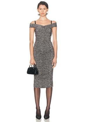 Dolce & Gabbana Off The Shoulder Midi Dress in Grey  Black  & White - Black. Size 36 (also in 38, 40).