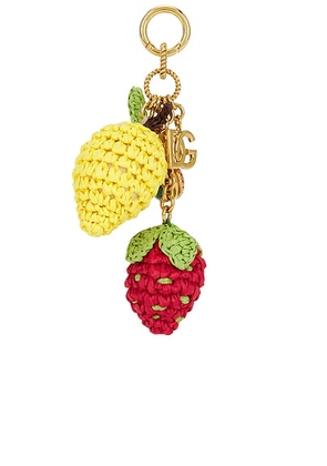 Dolce & Gabbana Key Ring in Brass & Multicolor - Yellow,Red. Size all.