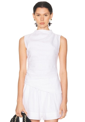 AEXAE Linen Ruched Top in White - White. Size M (also in S, XL, XS).