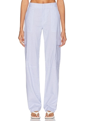 ALFIE Cargo Pant in Blue Checkered - Baby Blue. Size M (also in L, S, XS).