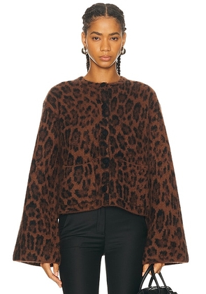 Adam Lippes Barret Jacket in Natural Leopard - Brown. Size L (also in M).