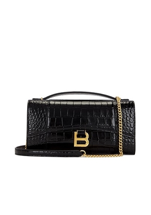 Balenciaga Hourglass Embossed Croc Pochette Bag in Black - Black. Size all.