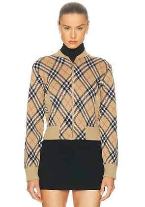 Burberry Bomber Jacket in Sand Ip Check - Tan. Size L (also in XS).