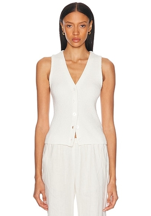 Enza Costa Boucle Knit Vest in Off White - White. Size L (also in M, S, XL, XS).