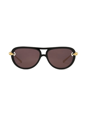 Bottega Veneta Knot Sunglasses in Black  Gold  & Grey - Black. Size all.