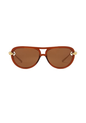 Bottega Veneta Knot Sunglasses in Brown & Gold - Brown. Size all.
